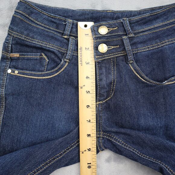 C est Toi Pants Womens 0 Blue Skinny Low Rise Stretch Zip Dark Wash Denim Jeans - Picture 4 of 16
